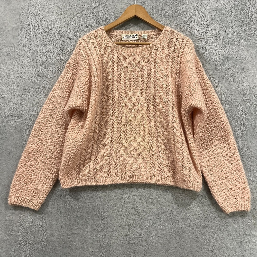 Linda Allard Ellen‎ Tracy Women Mohair Pullover Sweater Small Cable Knit Vintage